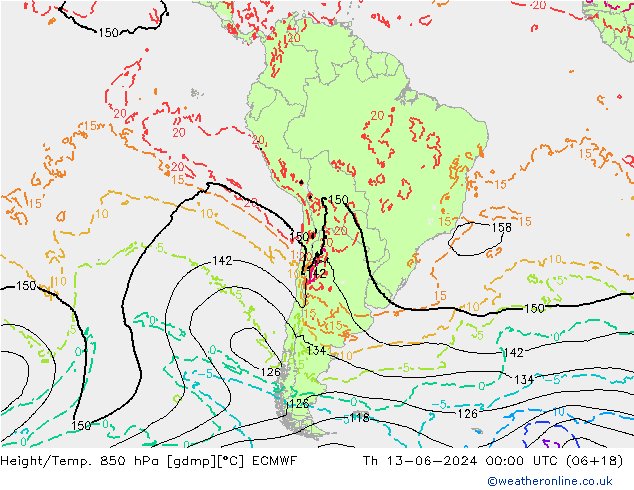 Z500/Rain (+SLP)/Z850 ECMWF czw. 13.06.2024 00 UTC