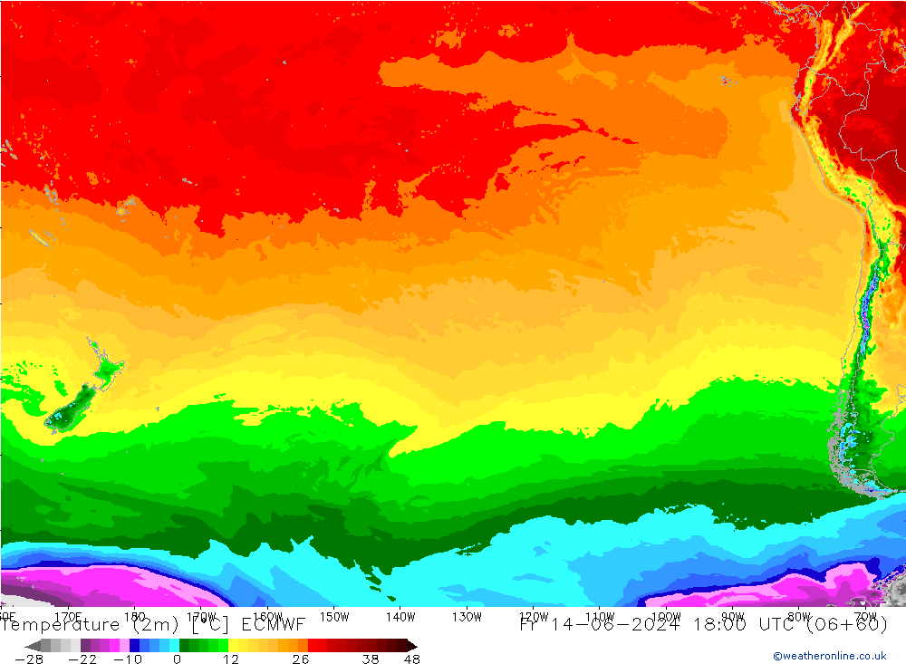 Temperatura (2m) ECMWF Sex 14.06.2024 18 UTC