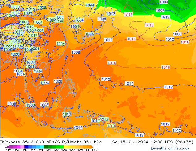 850-1000 hPa Kalınlığı ECMWF Cts 15.06.2024 12 UTC