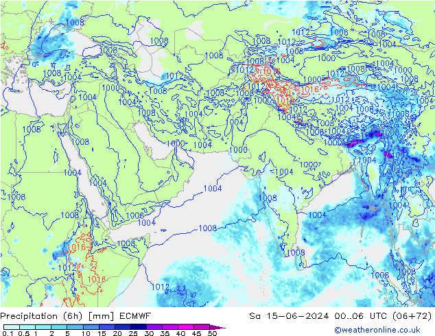 Yağış (6h) ECMWF Cts 15.06.2024 06 UTC