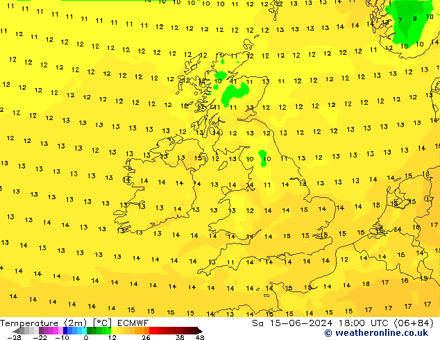 Sıcaklık Haritası (2m) ECMWF Cts 15.06.2024 18 UTC