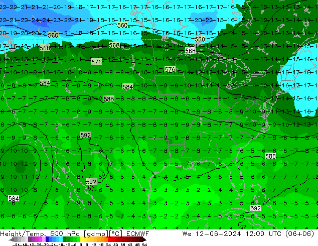 Z500/Rain (+SLP)/Z850 ECMWF We 12.06.2024 12 UTC