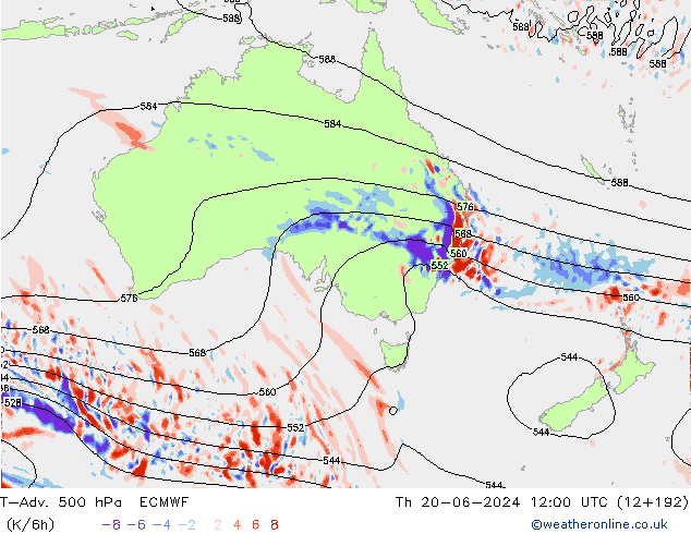 T-Adv. 500 hPa ECMWF gio 20.06.2024 12 UTC