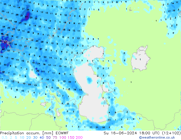 Précipitation accum. ECMWF dim 16.06.2024 18 UTC