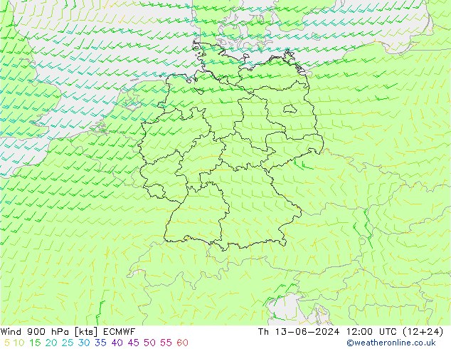 Rüzgar 900 hPa ECMWF Per 13.06.2024 12 UTC