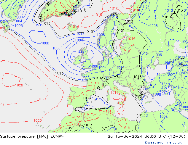 pression de l'air ECMWF sam 15.06.2024 06 UTC