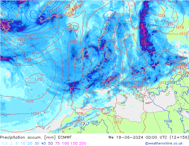 Nied. akkumuliert ECMWF Mi 19.06.2024 00 UTC