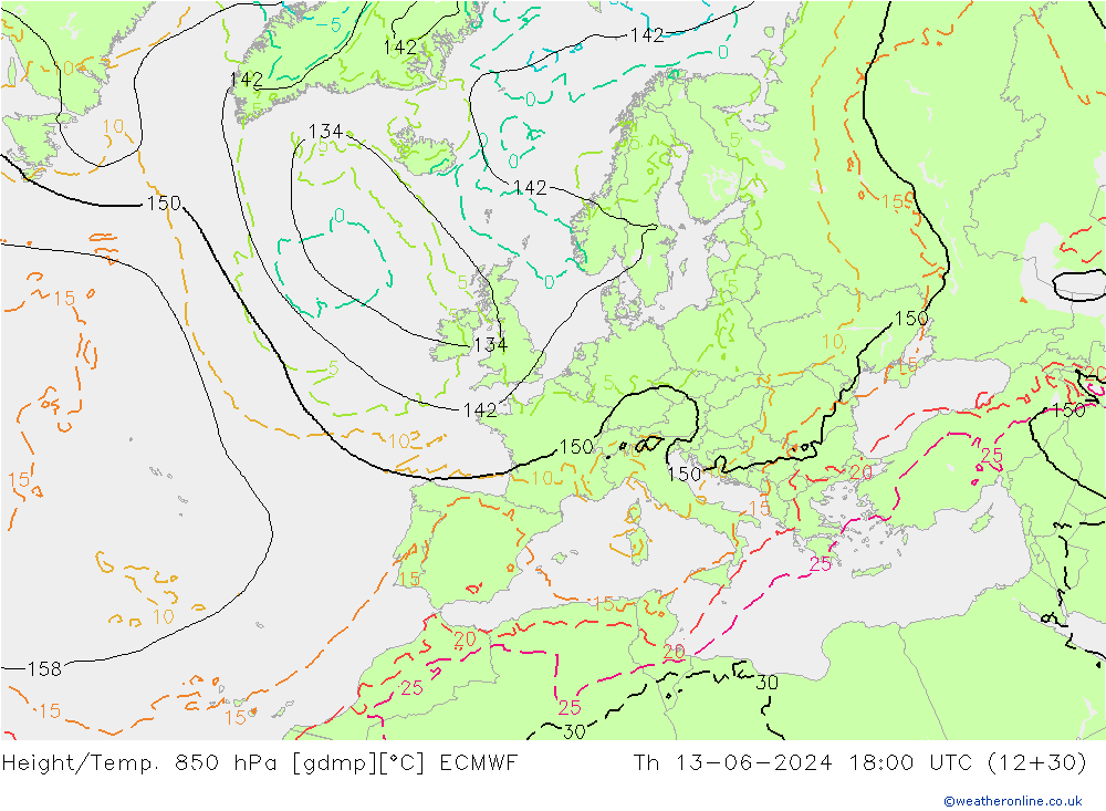Z500/Regen(+SLP)/Z850 ECMWF do 13.06.2024 18 UTC