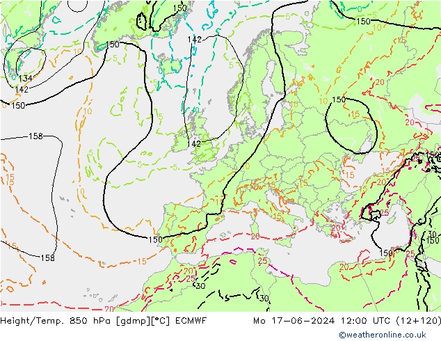 Z500/Rain (+SLP)/Z850 ECMWF Mo 17.06.2024 12 UTC