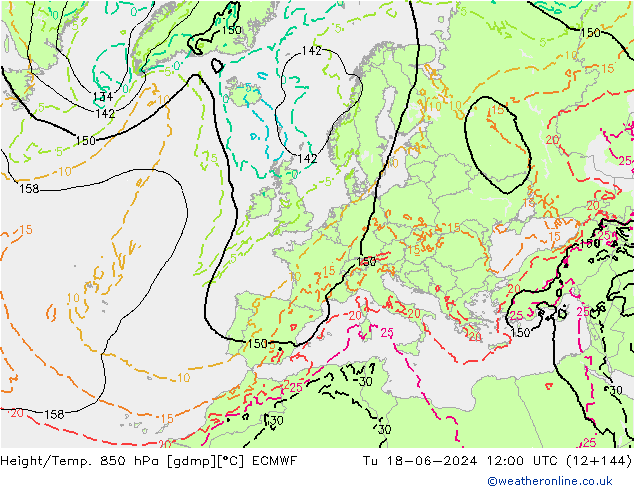 Z500/Rain (+SLP)/Z850 ECMWF Di 18.06.2024 12 UTC