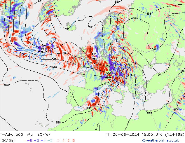 T-Adv. 500 hPa ECMWF Čt 20.06.2024 18 UTC