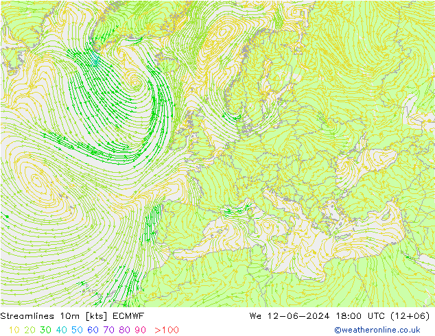 风 10m ECMWF 星期三 12.06.2024 18 UTC