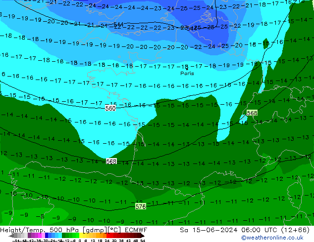 Z500/Rain (+SLP)/Z850 ECMWF sab 15.06.2024 06 UTC