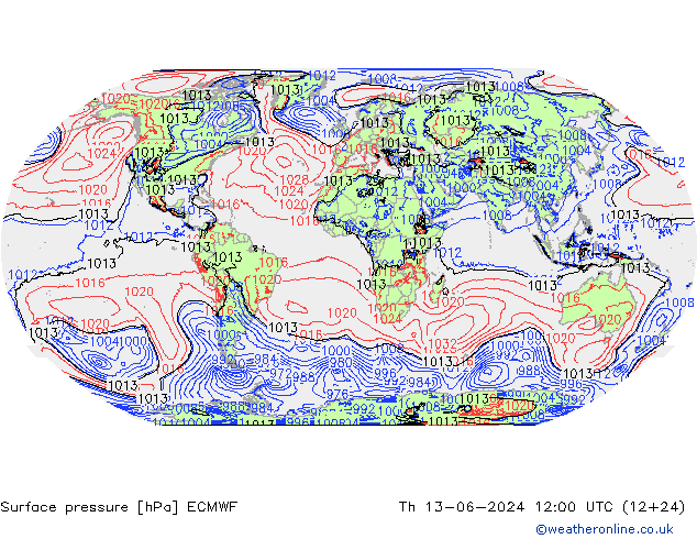 Luchtdruk (Grond) ECMWF do 13.06.2024 12 UTC