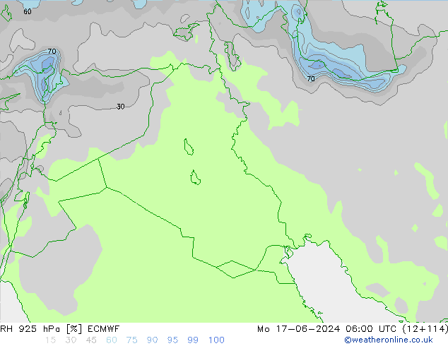 Humidité rel. 925 hPa ECMWF lun 17.06.2024 06 UTC