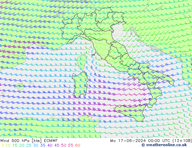 Vento 500 hPa ECMWF Seg 17.06.2024 00 UTC