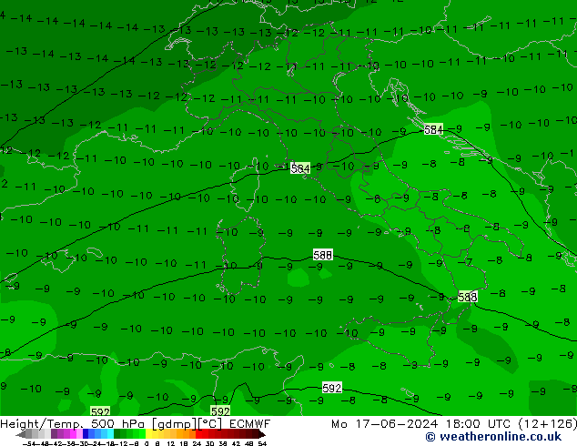 Z500/Rain (+SLP)/Z850 ECMWF Mo 17.06.2024 18 UTC