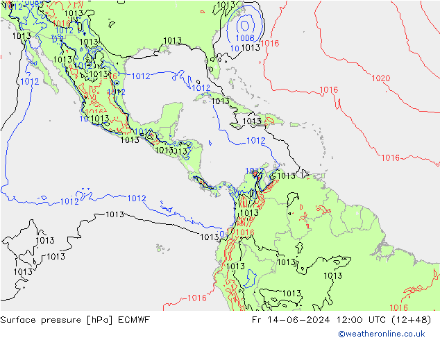 Atmosférický tlak ECMWF Pá 14.06.2024 12 UTC