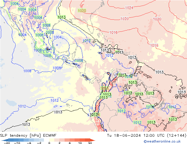 Drucktendenz ECMWF Di 18.06.2024 12 UTC