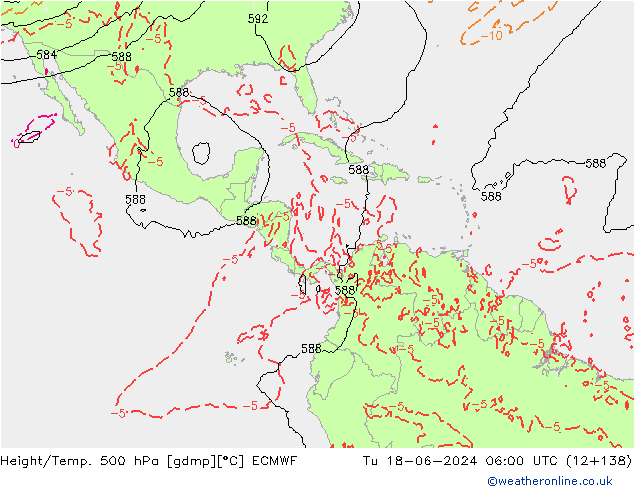 Z500/Rain (+SLP)/Z850 ECMWF вт 18.06.2024 06 UTC