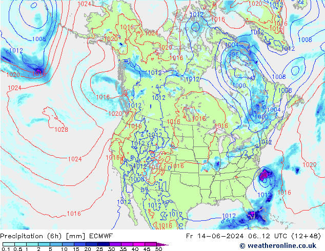 Z500/Regen(+SLP)/Z850 ECMWF vr 14.06.2024 12 UTC