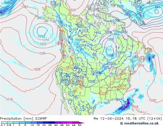 Precipitation ECMWF We 12.06.2024 18 UTC