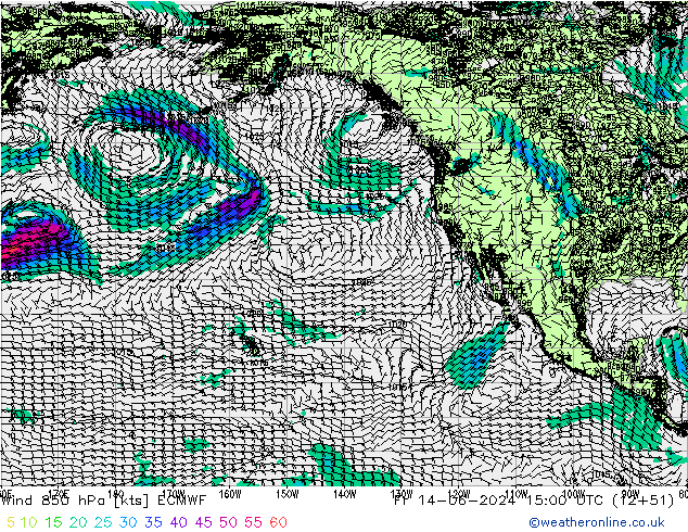 Wind 850 hPa ECMWF Fr 14.06.2024 15 UTC