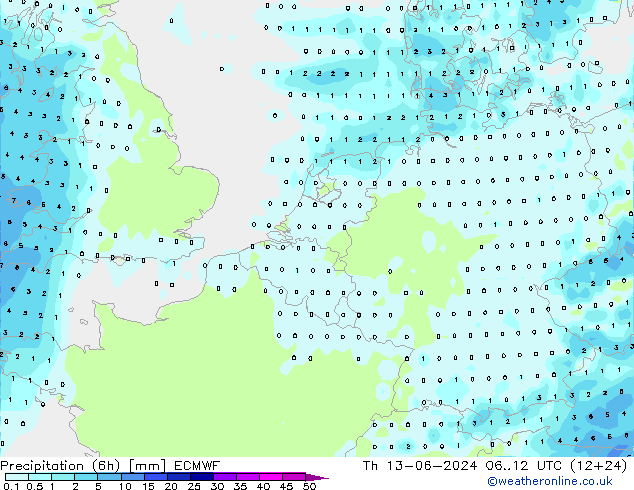 Z500/Rain (+SLP)/Z850 ECMWF Do 13.06.2024 12 UTC