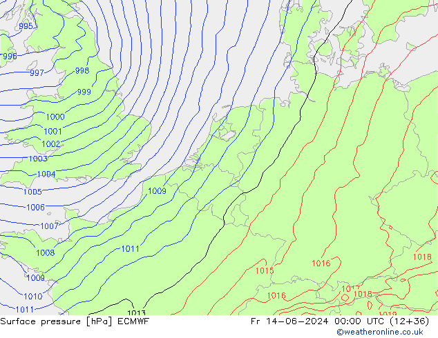 Yer basıncı ECMWF Cu 14.06.2024 00 UTC