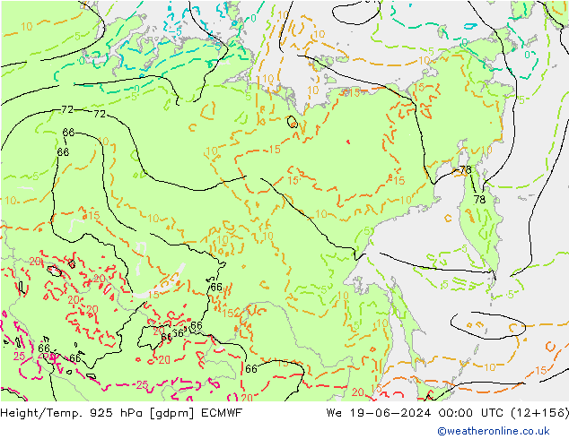 Yükseklik/Sıc. 925 hPa ECMWF Çar 19.06.2024 00 UTC