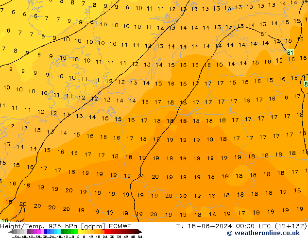 Height/Temp. 925 hPa ECMWF Ter 18.06.2024 00 UTC