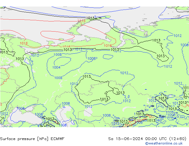 Atmosférický tlak ECMWF So 15.06.2024 00 UTC