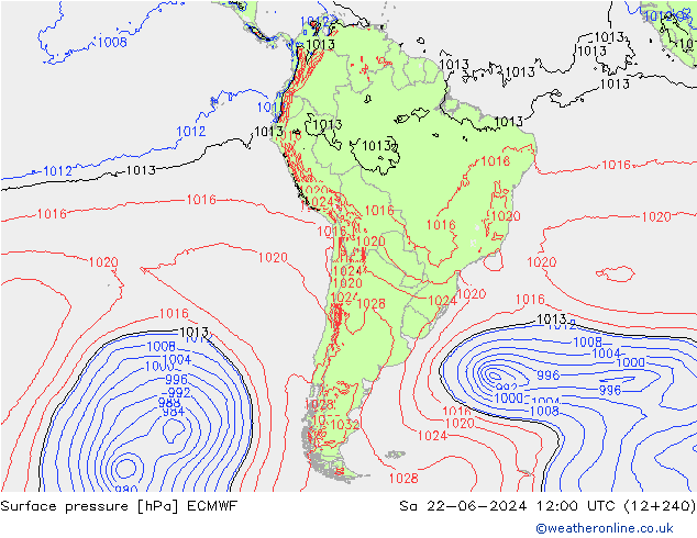 ciśnienie ECMWF so. 22.06.2024 12 UTC
