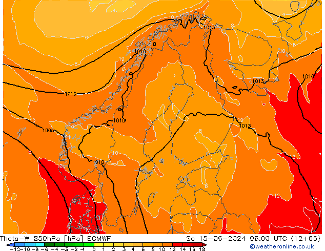 Theta-W 850hPa ECMWF  15.06.2024 06 UTC