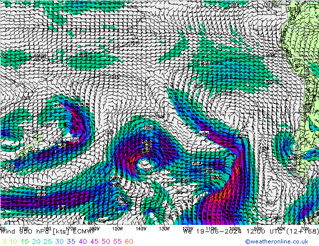 Wind 950 hPa ECMWF We 19.06.2024 12 UTC