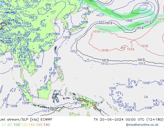 Jet stream/SLP ECMWF Th 20.06.2024 00 UTC