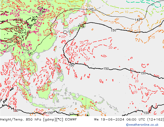 Z500/Rain (+SLP)/Z850 ECMWF Mi 19.06.2024 06 UTC