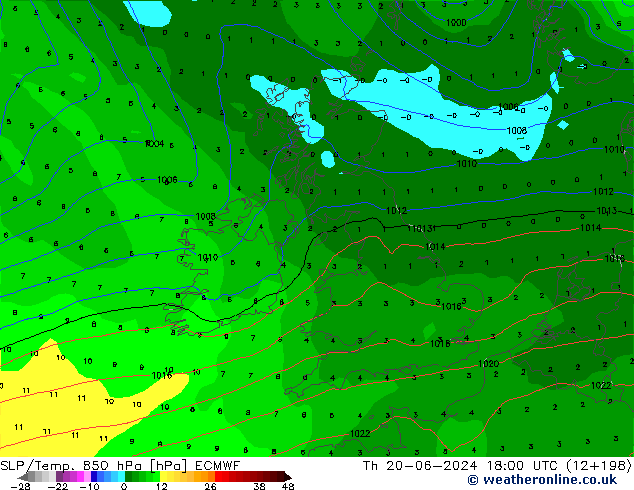 SLP/Temp. 850 hPa ECMWF Th 20.06.2024 18 UTC