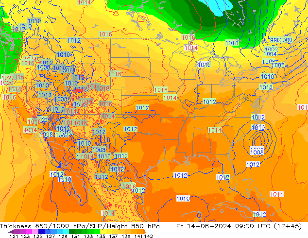 Thck 850-1000 hPa ECMWF Sex 14.06.2024 09 UTC