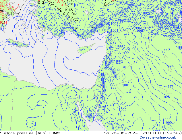 Luchtdruk (Grond) ECMWF za 22.06.2024 12 UTC
