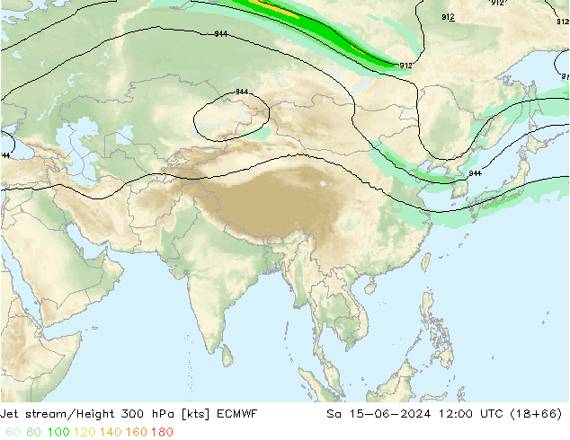 Corriente en chorro ECMWF sáb 15.06.2024 12 UTC