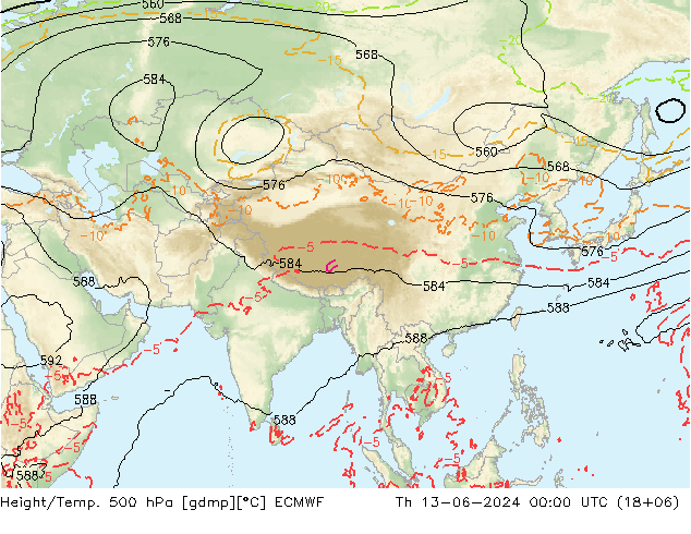 Z500/Rain (+SLP)/Z850 ECMWF jue 13.06.2024 00 UTC