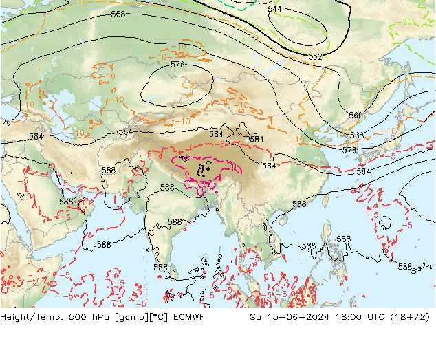 Z500/Rain (+SLP)/Z850 ECMWF sam 15.06.2024 18 UTC