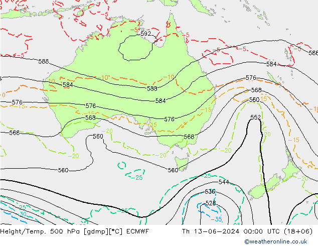 Z500/Rain (+SLP)/Z850 ECMWF Qui 13.06.2024 00 UTC