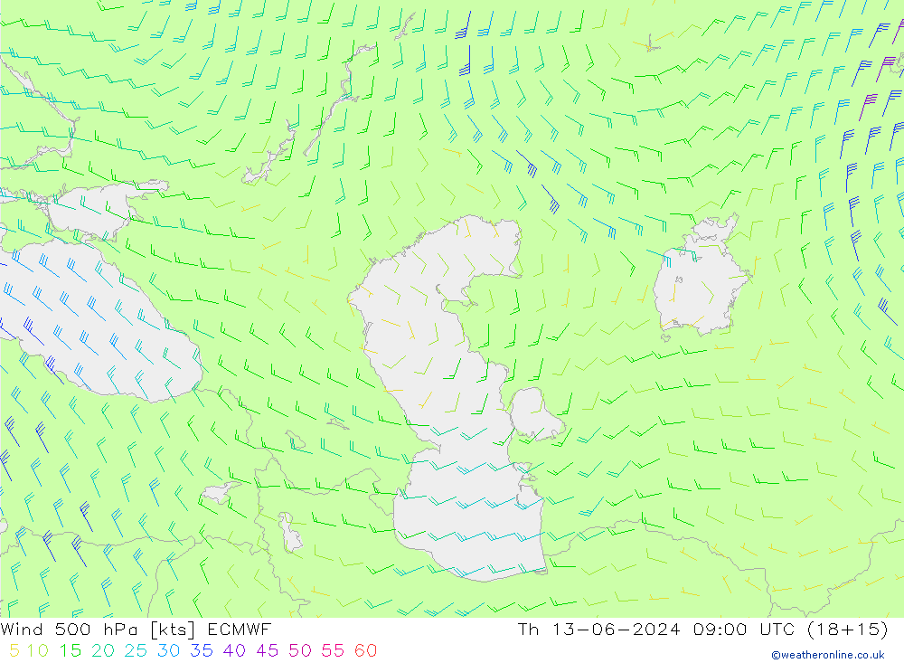 Wind 500 hPa ECMWF Th 13.06.2024 09 UTC