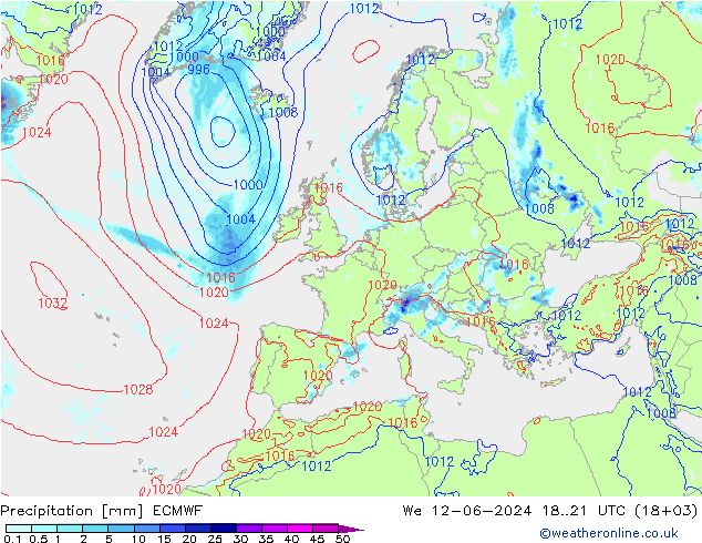 осадки ECMWF ср 12.06.2024 21 UTC