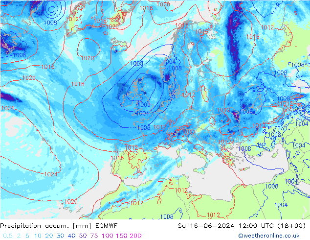 Précipitation accum. ECMWF dim 16.06.2024 12 UTC