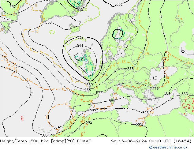 Z500/Rain (+SLP)/Z850 ECMWF so. 15.06.2024 00 UTC