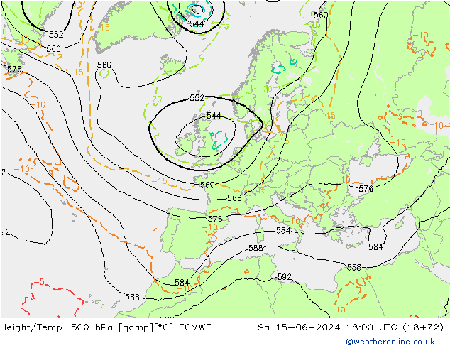 Z500/Rain (+SLP)/Z850 ECMWF sáb 15.06.2024 18 UTC