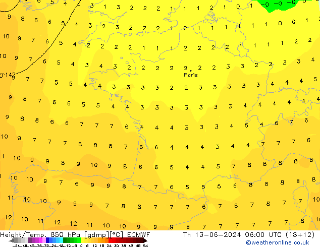 Z500/Rain (+SLP)/Z850 ECMWF Do 13.06.2024 06 UTC